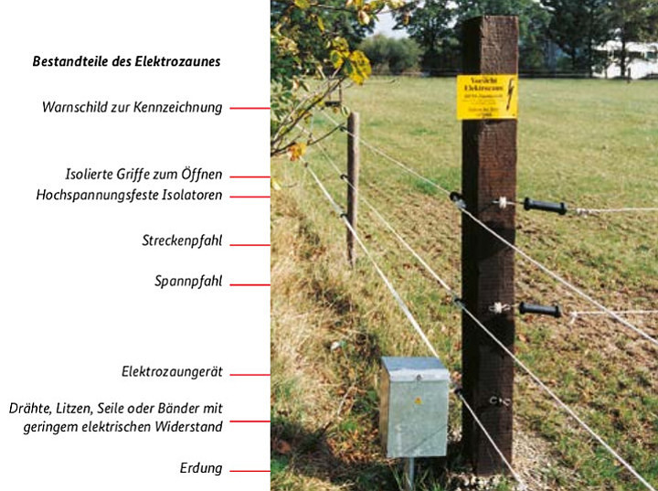 Bestandteile eines Elektrozaunes