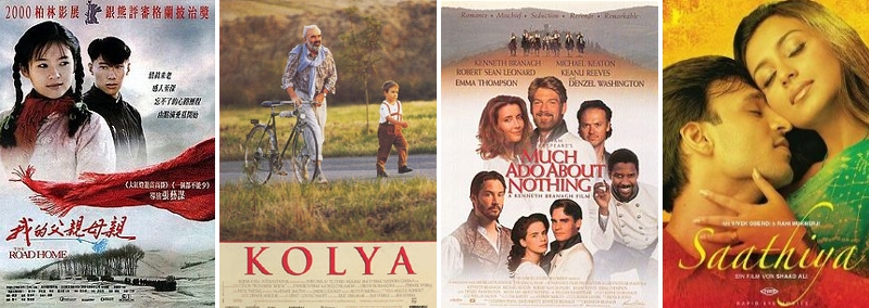 THE ROAD HOME BY ZHANG YIMOU - KOLYA BY JAN SVĔRÁK - MUTCH ADO ABOUT NOTHING BY KENNETH BRANAGH - SAATHIYA BY SHAAD ALI